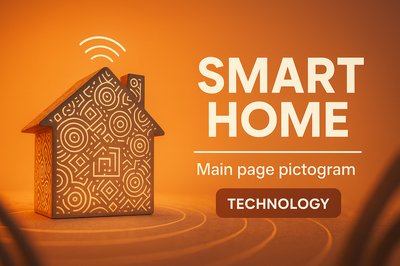 Stylized Smart Home Pictogram with Warm Lighting