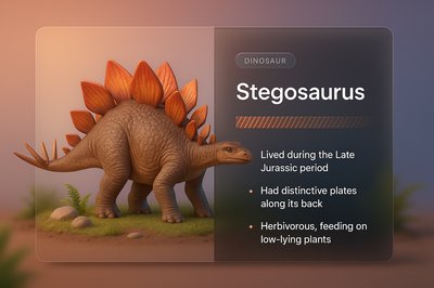 3D Illustration of Stegosaurus with Modern Design Elements