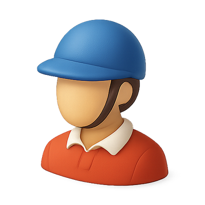 Stylized Icon of a Person Wearing a Blue Cap