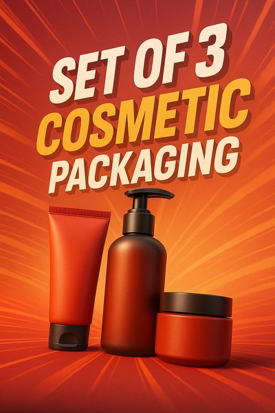 Stylish Cosmetic Packaging Set with Bold Colors