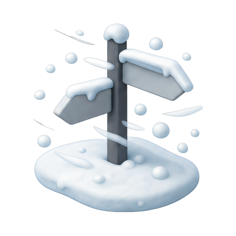 signpost in a snowy landscape