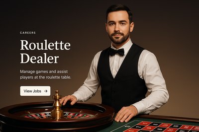 Stylish Roulette Dealer at Casino Table - Career Opportunities
