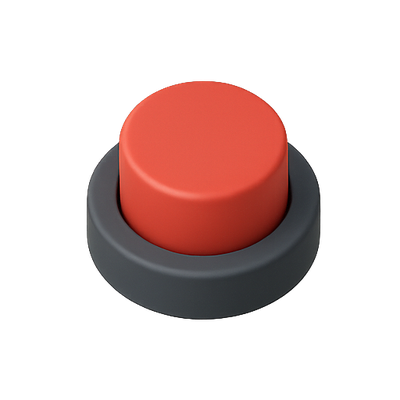 3D Rendered Red Push Button on Gray Base
