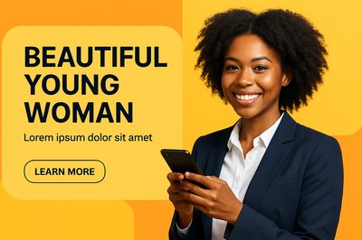 Modern Professional Portrait of a Young Woman with Phone