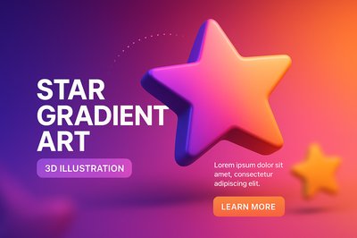 Vibrant 3D Star Illustration with Gradient Colors