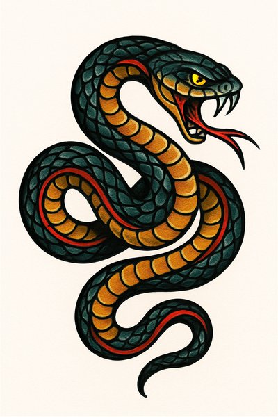 Stylized Snake Illustration with Bold Colors