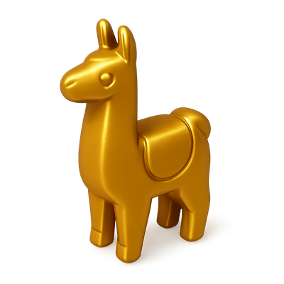 Stylized 3D Icon of Inca Gold Llama in Isometric View