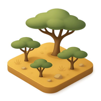 Stylized 3D Savanna Landscape Icon Design