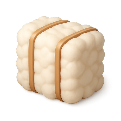 3D Cotton Bale Icon with Isometric Design