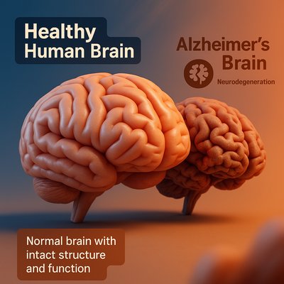 Comparative Illustration of Healthy and Alzheimer's Affected Brain