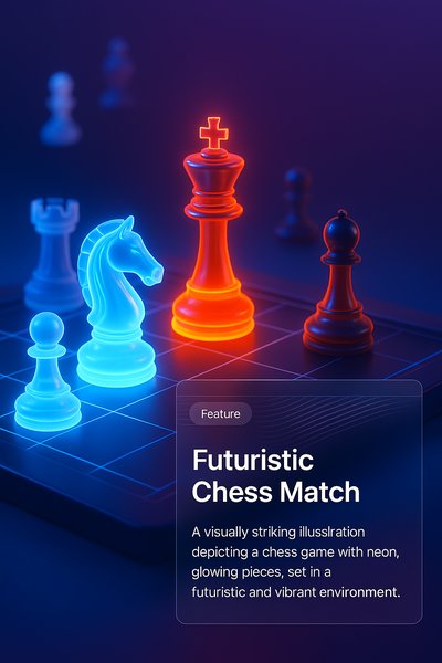 Futuristic Chess Match with Glowing Pieces in a Vibrant Setting