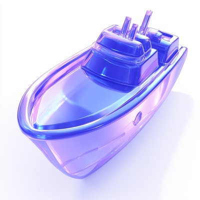 Stylized 3D Render of a Transparent Boat Model
