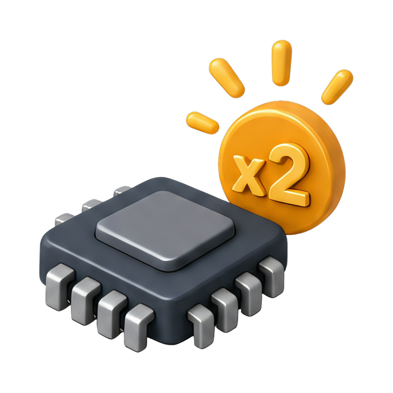 Glowing badge on a chip