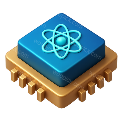 3D Quantum Chip Icon with Isometric Design