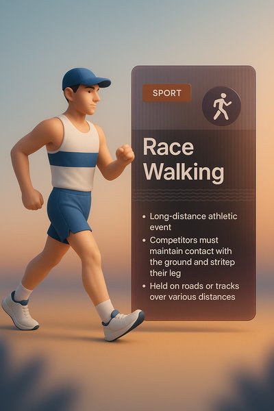 3D Illustration of Race Walking with Integrated Information Block