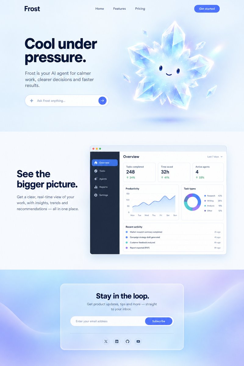 AI agent landing page design