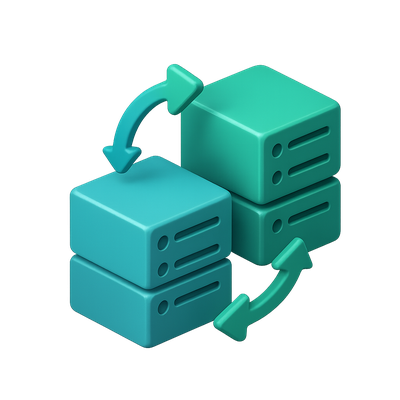 3D Deployment Icon with Blue-Green Color Scheme
