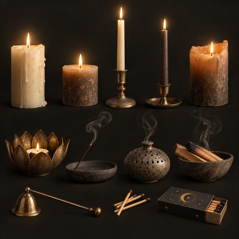 Cohesive candle and incense elements