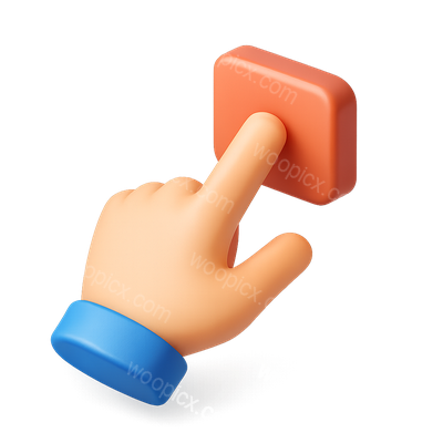 3D Touch Button Icon with Hand Interaction