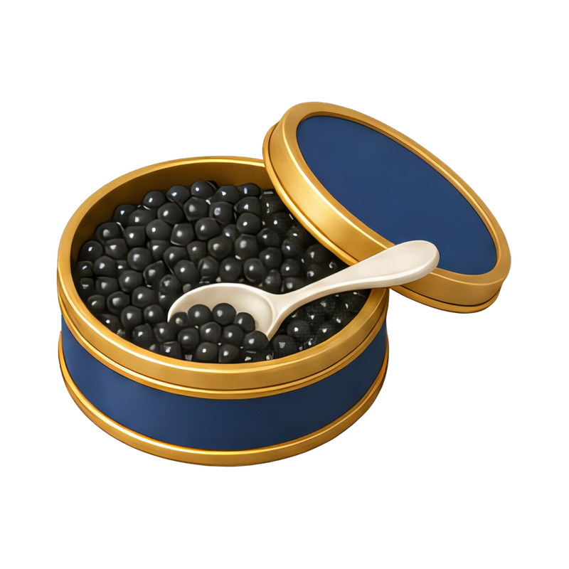 Elegant caviar tin with spoon