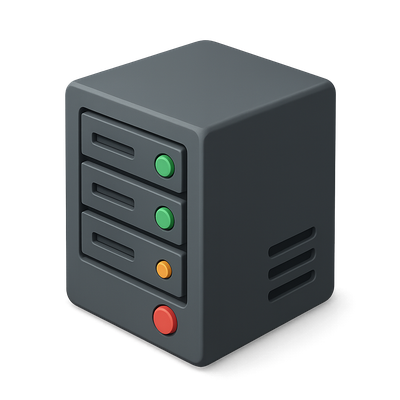 3D Server Icon with Isometric View and Volumetric Design