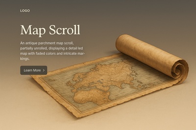 Stylish Web Design Featuring an Antique Map Scroll