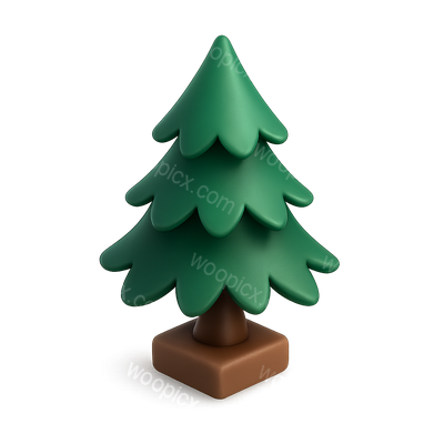 Stylized 3D Hemlock Tree Icon with Isometric Design