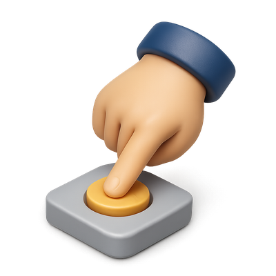 3D Icon of a Hand Pressing a Button in Isometric View