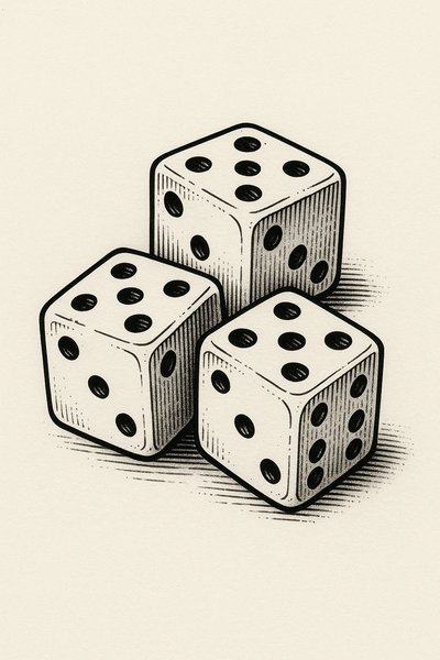 Illustration of Three Dice on a Light Background
