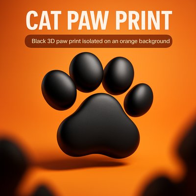 3D Cat Paw Print Graphic on Vibrant Background