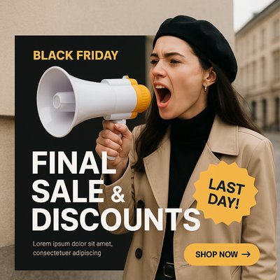 Black Friday Final Sale Announcements by Stylish Woman