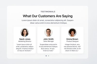 Testimonials Section with 3D Design Elements