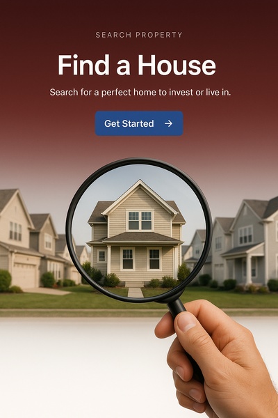 Real Estate Search Concept with Magnifying Glass