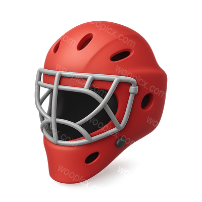 3D Red Sports Helmet Icon with Faceguard