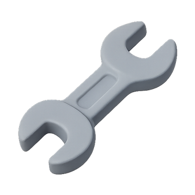 Simple Gray Wrench Tool on Transparent Background