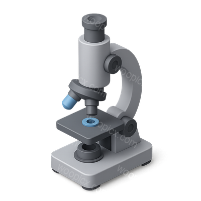 Stylized 3D Electron Microscope Icon in Isometric View