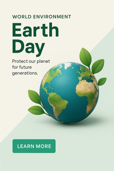 Eye-Catching Earth Day Design with Globe and Typography