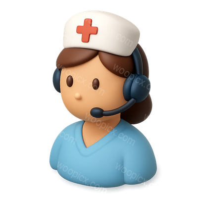 3D Nurse Icon with Headset and Cap in Isometric View