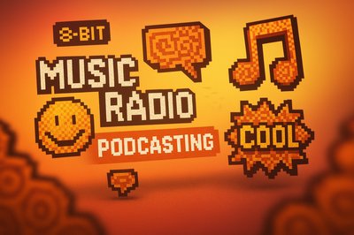 Retro 8-Bit Music Radio Podcasting Graphic