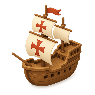 3D Spanish Armada Galleon Icon with Isometric Design