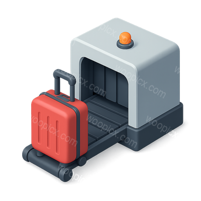 3D Illustration of a Suitcase Entering a Machine