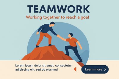 Teamwork Concept Illustration: Helping Each Other Achieve Goals