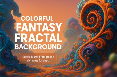 Vibrant Fantasy Fractal Background with Dynamic Swirls