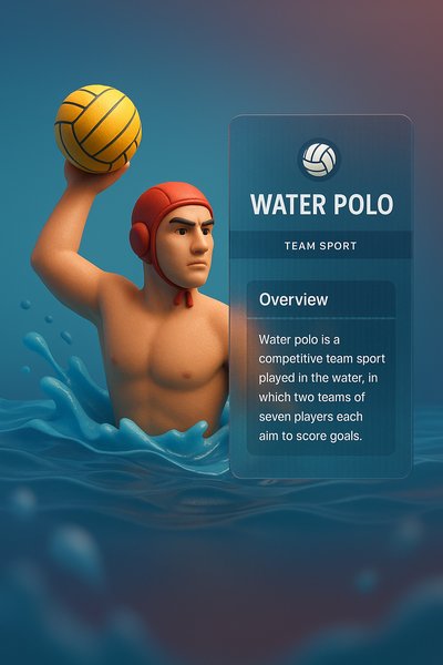 Dynamic Water Polo Illustration with Informative Overlay