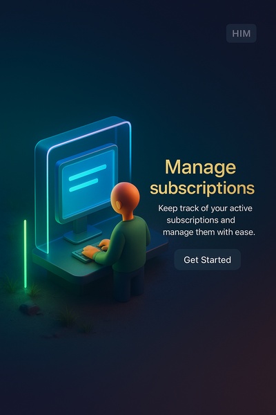 Neon-Themed Subscription Management Interface in 3D Style