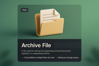 3D Archive File Design with Gradient Background
