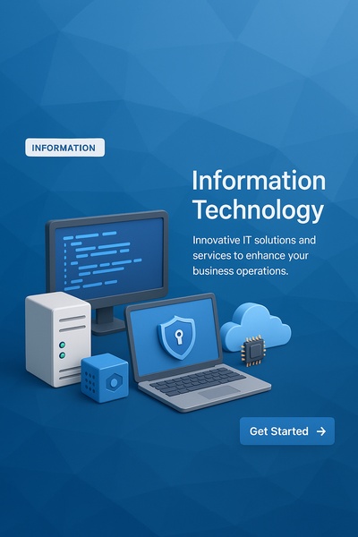 3D Illustration Background for IT Company with Blue Triangles