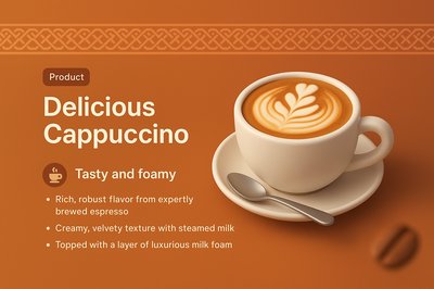 Delicious Cappuccino 3D Illustration with Features