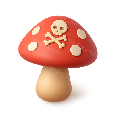 3D Icon of a Poisonous Toadstool with Skull Design