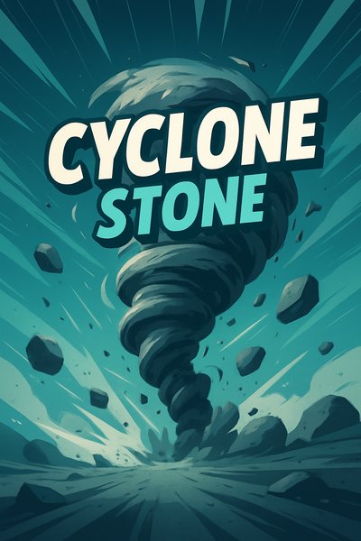Dynamic Cyclone Stone Illustration with Bold Typography
